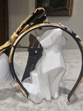 NEW WITH TAGS Versace Kids' Baroccoflage Headband Yellow Grey Black